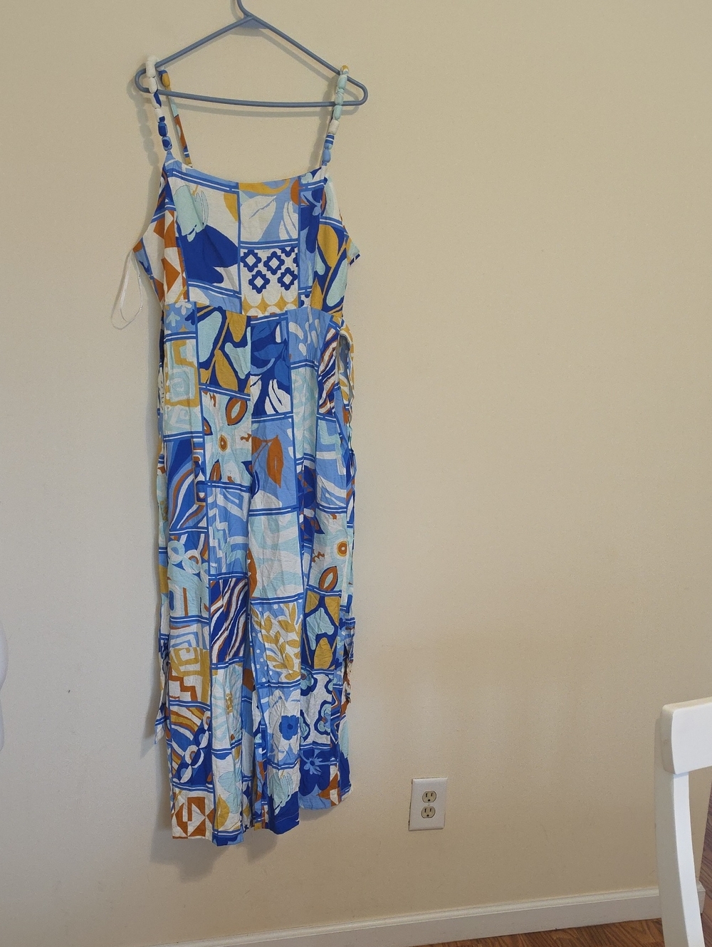 Lulu's Blue, Light Blue & Yellow Patterned Romper